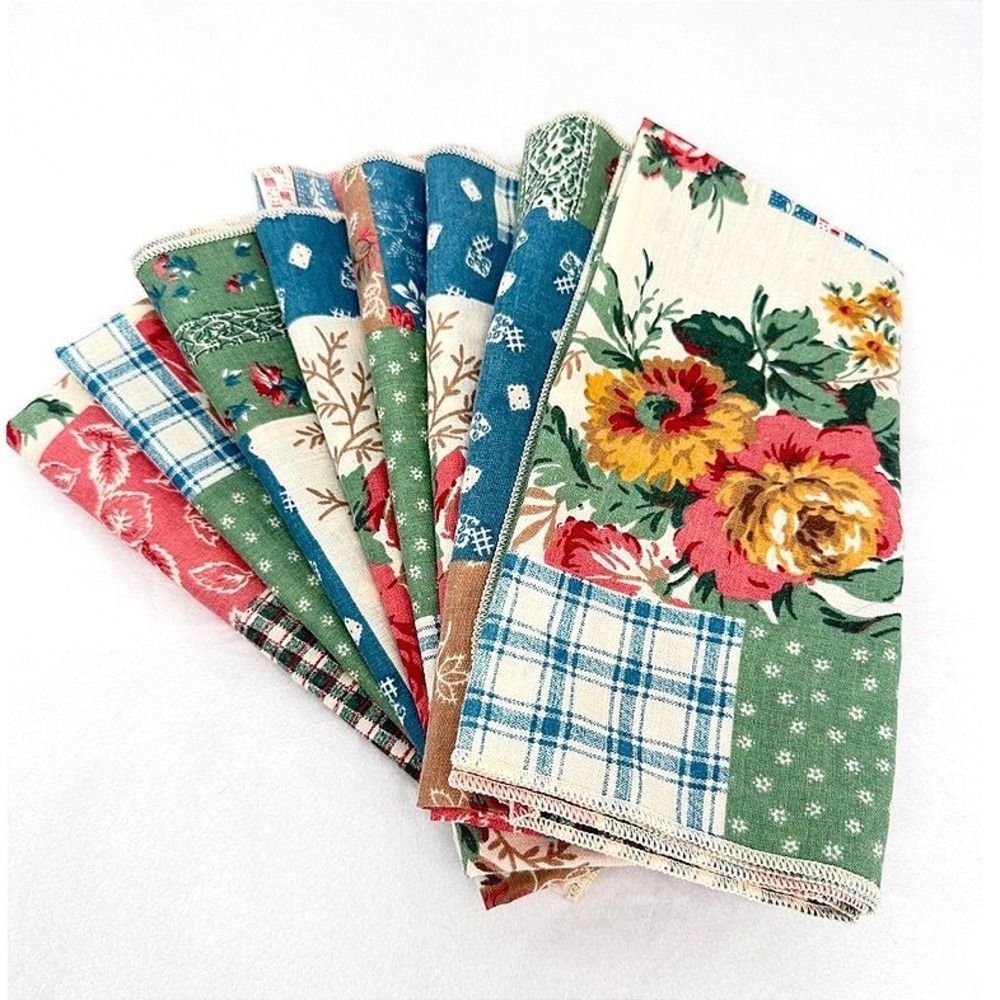 Handkerchief Bandana Patchwork Floral Plaid Polka Dot Cottage Core Boho Square